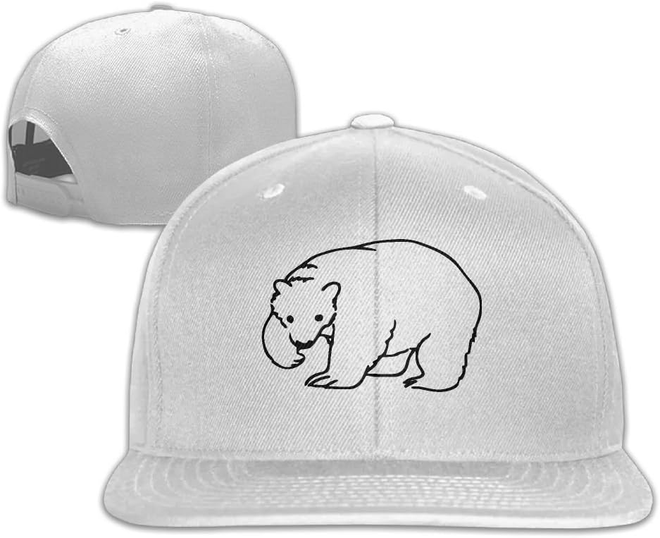 Men Women Flat Bill Hat, Polar Bear Hip-Hop Plain Adjustable Snapback Hats Caps