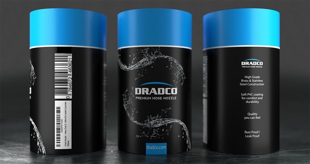 Dradco Heavy Duty Brass Fireman Style Hose Nozzle - Fits All Standard Garden Hoses - Best High Pressure Sprayer to Wash Your Car or Water Your Garden – Leak Proof - 30 Day No-Hassle Guarantee: Automotive