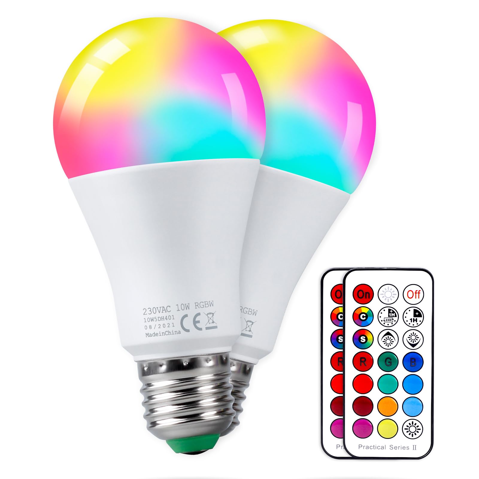 REYLAX Glühbirne mit Fernbedienung, E27 LED Birne RGB und Kaltweiss Bunt