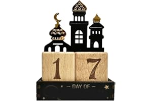 Ramadan Advent Calendar Wooden Block Countdown Calendars Table Decorations for Home, Eid Mubarak Decor
