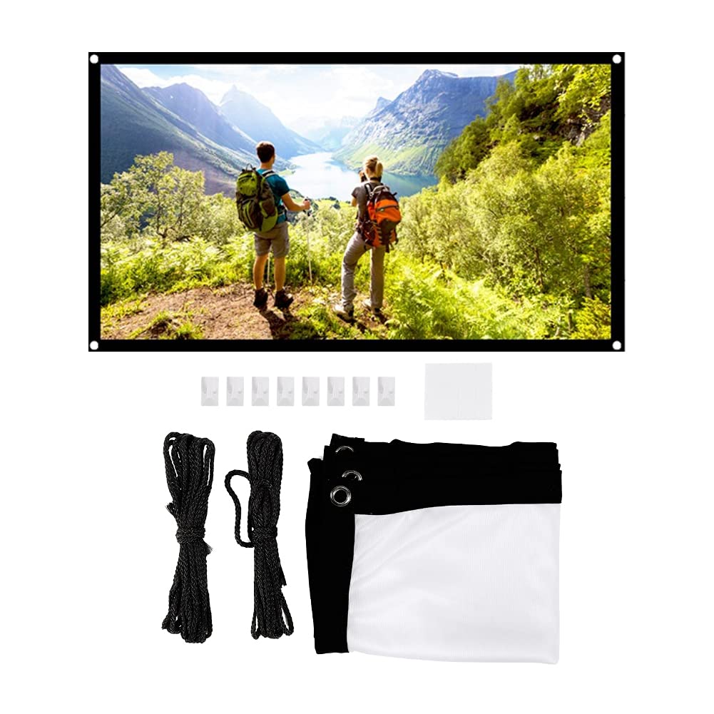 Plyisty 72 inch Portable Projector Screen, Polyester, Crease free, Wall Mount, Indoor Outdoor