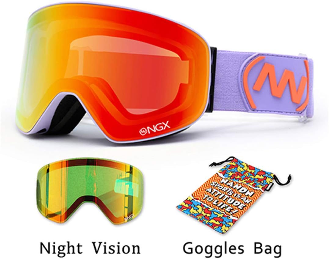 KUYGF Ski Goggles Skiing Eyewear Double Lens UV400 AntiFog Adult