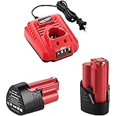 AYTXTG 2Pack 3500mAh Replacement for Milwaukee 12v Battery + M 12 Rapid Charger for 12v Battery Charger M 12