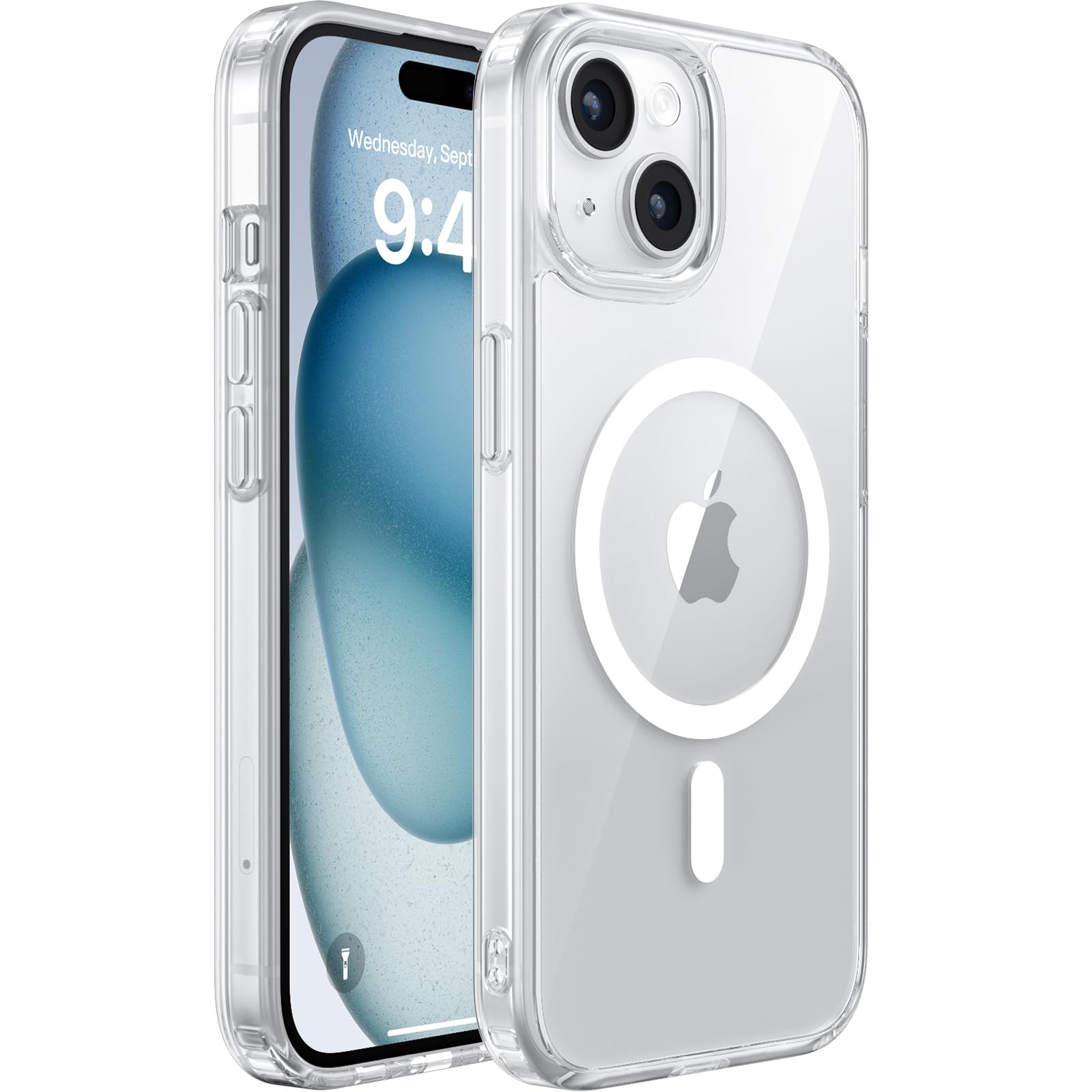 Photo 1 of Miracase Magnetic for iPhone 15 Case Clear, Compatible with MagSafe Accessories [Not-Yellowing], Shockproof Slim Phone Case for iPhone 15, Clear Magnetic