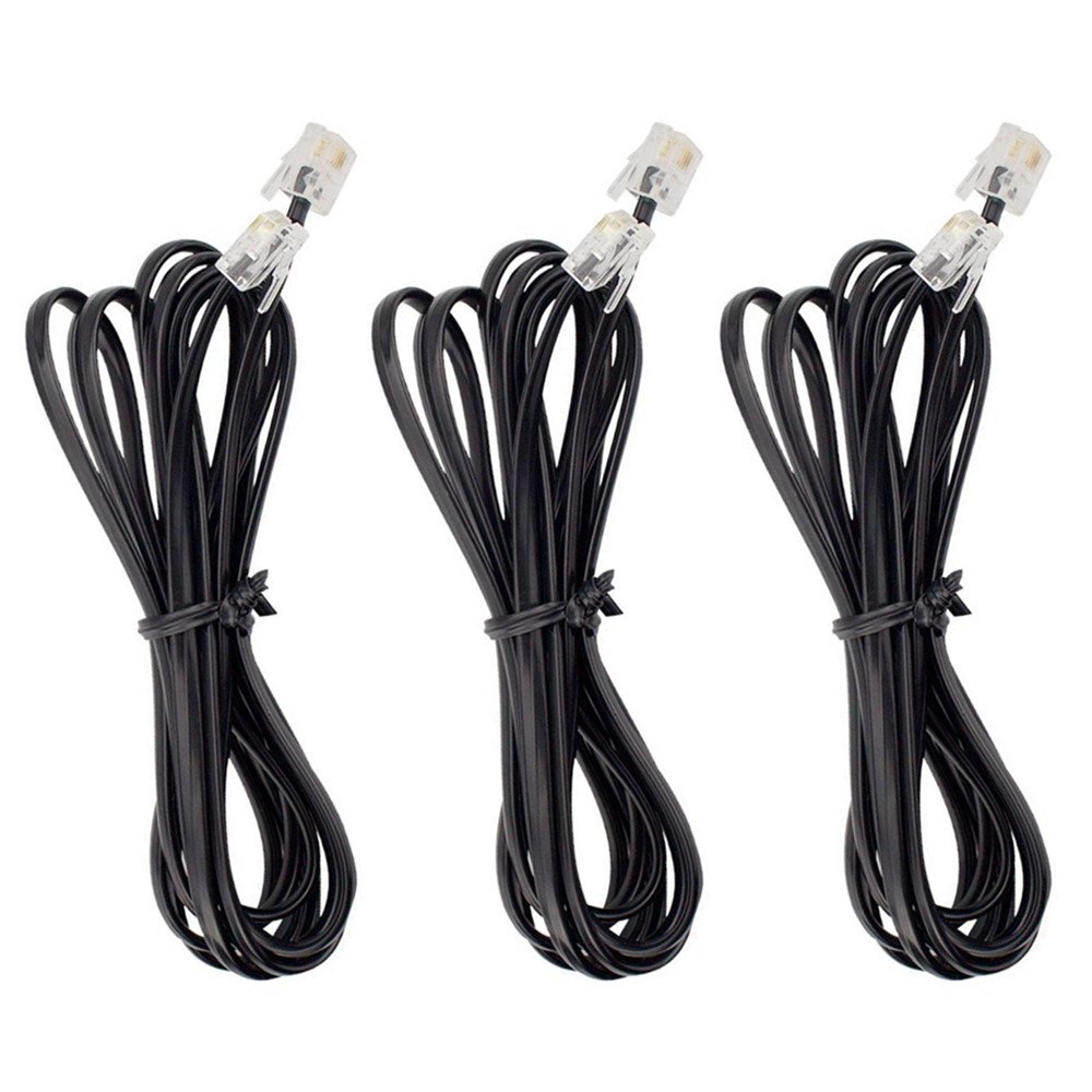 Black Phone Telephone Extension Cord Cable Line Wire with Standard RJ11