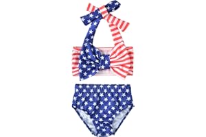 Aalizzwell Baby Girl Bathing Suit, Toddler Girls Two Piece Swimsuit Halter Top Bikini Bottoms Swimming Suit