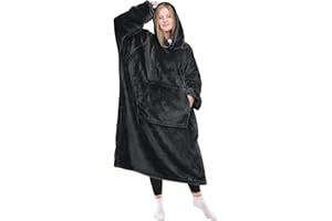 KPBLIS Wearable Blanket Hoodie Gifts for Women and Men, Oversized Hooded Blankets Sweatshirt, Cozy and Warm Fleece Blanket with Sleeves and Giant Pocket for Adults, Dark Gray