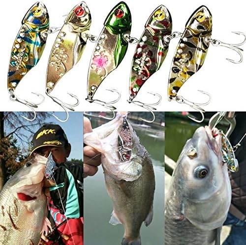 Hard Plastic 3D Eyes Minnow Fishing Lures Bass CrankBait Tackle Hard VIB Lure Bait Classic Treble Fishing Hooks and Flasher Fish Skin Feathers