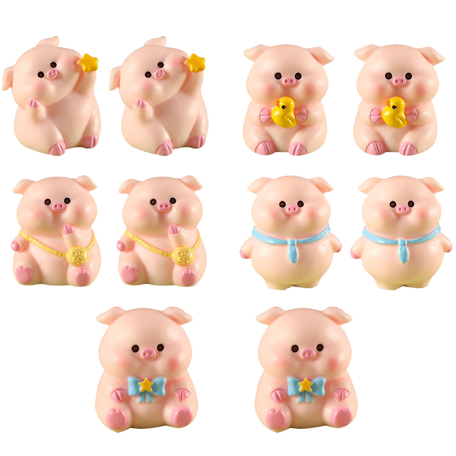 GUANGJIA 10Pcs Mini Cute Pig Unique Resinous Little Pigs Fashionable Vivid Mini Garden statue Figurines Car Decorations Figure Animal Set for Home Desk Party Decorations,