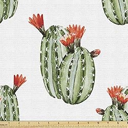 Ambesonne Cactus Fabric by The Yard, Cacti Spikes