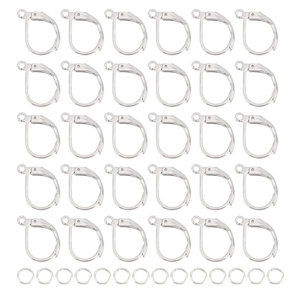 UNICRAFTALE 40pcs Round Leverback Earring Hooks 15x10mm Stainless Steel French Earring Hooks and 60pcs Open Jump Rings Hypoallergenic Ear Wire for Earring Jewelry Making Findings