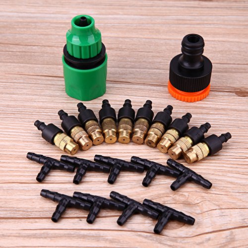 Crazy-Store Outdoor Summer Cooling System Garden Humidification Sprayer System Backyard Irrigation System Pets Heat Reduction Landscape Accessories 5m Soft Water Pipe + 10 Copper Nozzles Set - Thumbnail 2