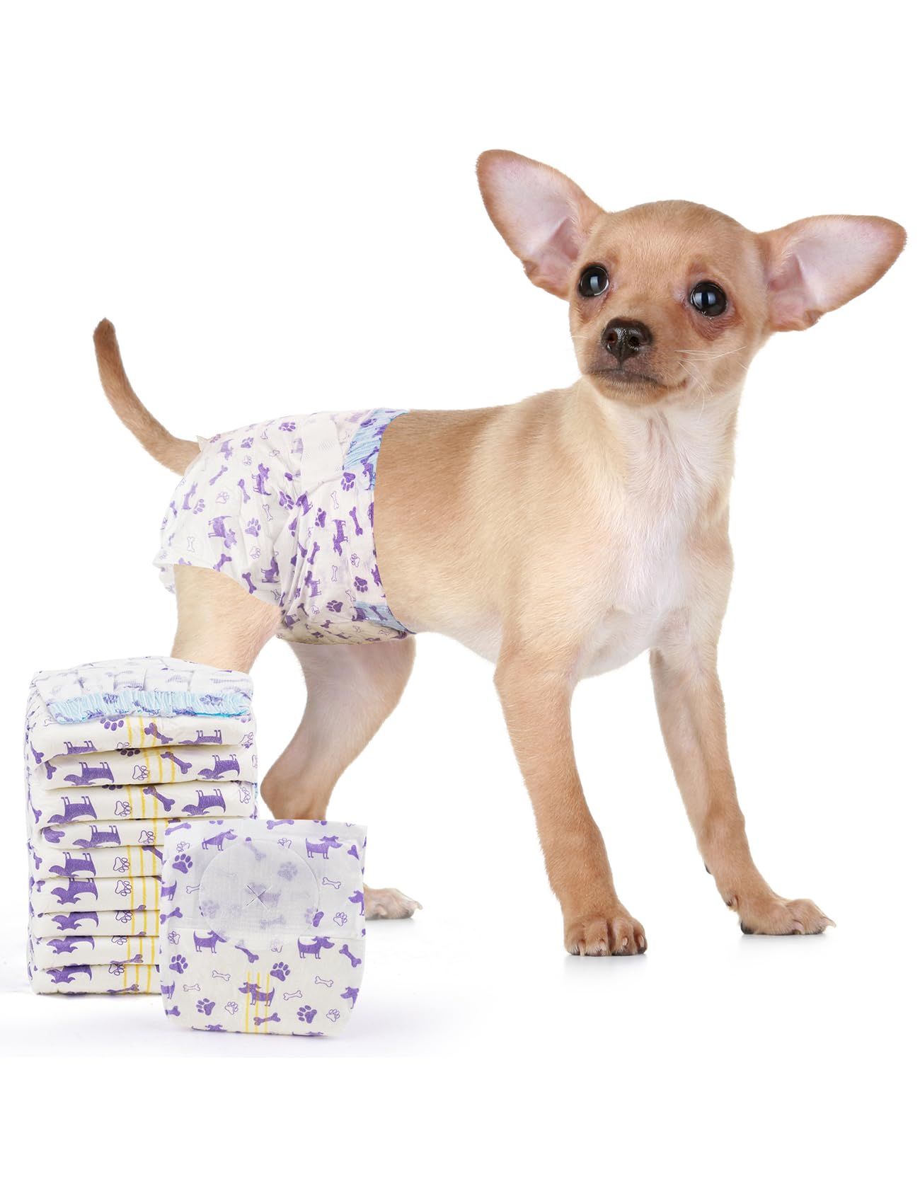 Photo 1 of MICOOYO Disposable Dog Diapers Female, Doggie Diapers for Dogs Female, Super Absorbent Pet Diaper with Foam Tail Hole for Heat, Comfortable Puppy Diaper (Small, 50Count)