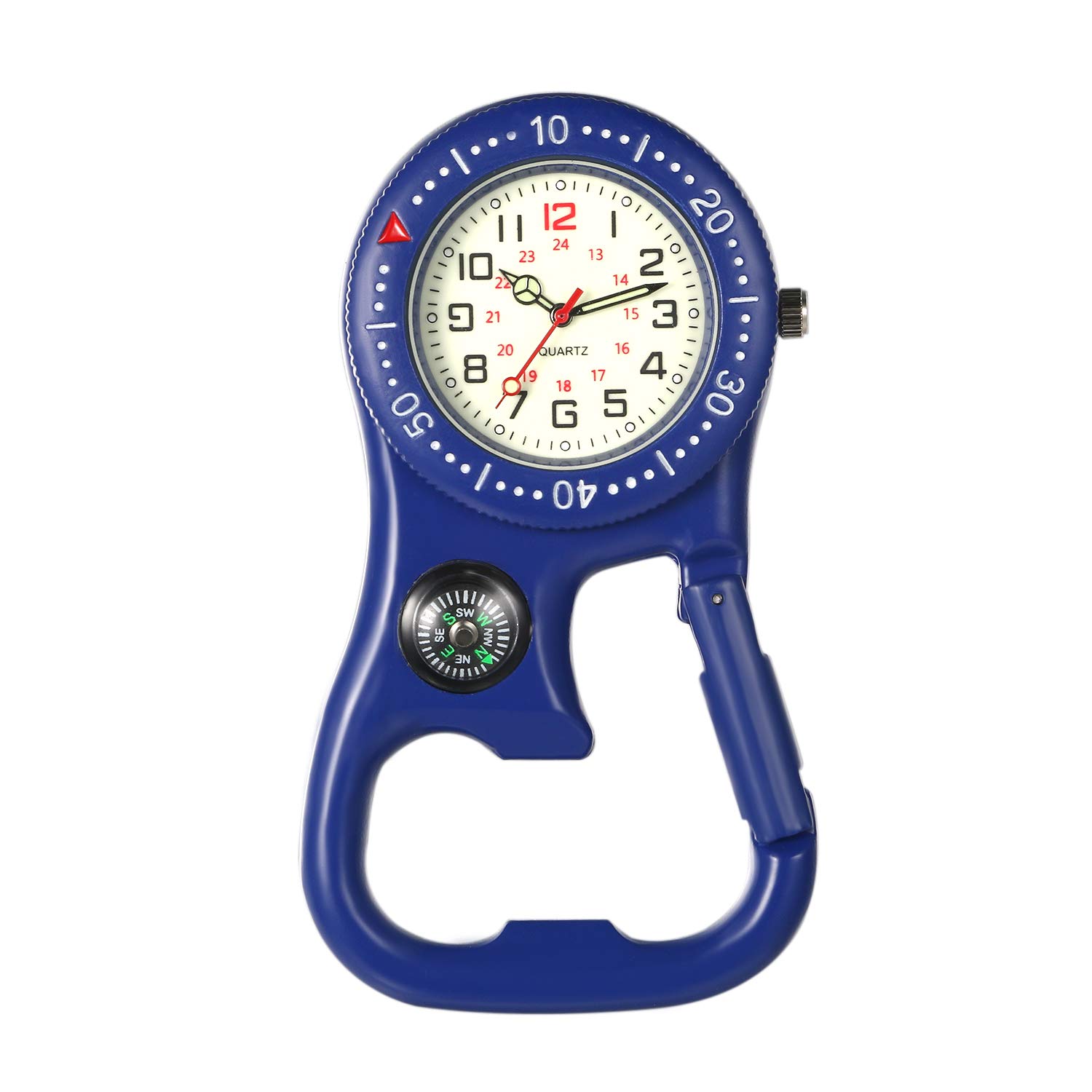 JewelryWe Men Women Clip-on Quarzt Watch Backpack Fob Belt Watch Glow in the Dark Pocket Watch for Rock Climbing Doctors Nurses Outdoor Activities