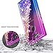 Sony Xperia XA2 Case w/[Full Coverage Tempered Glass Screen Protector], NageBee Glitter Liquid Quicksand Waterfall Floating Flowing Sparkle Shiny Bling Diamond Girls Cute Case (Purple/Blue)