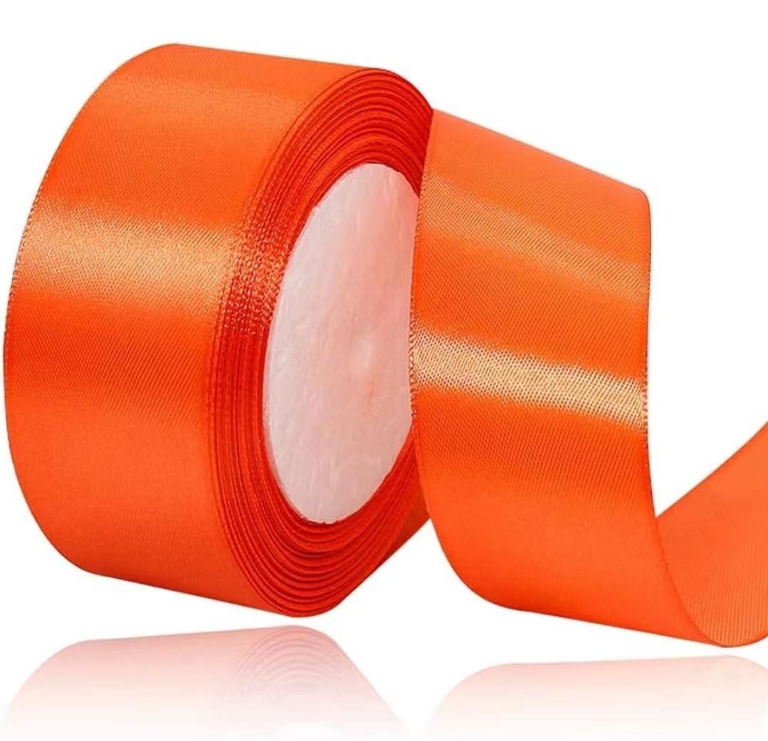 Orange Ribbon 40mm for Christmas Party Decorations，23 Meters Orange Satin Ribbon for Gift Wrapping, Crafting, Wedding Party, Christmas, Hair Bows, Floral Bouquets, Anniversaries，Baby Showers