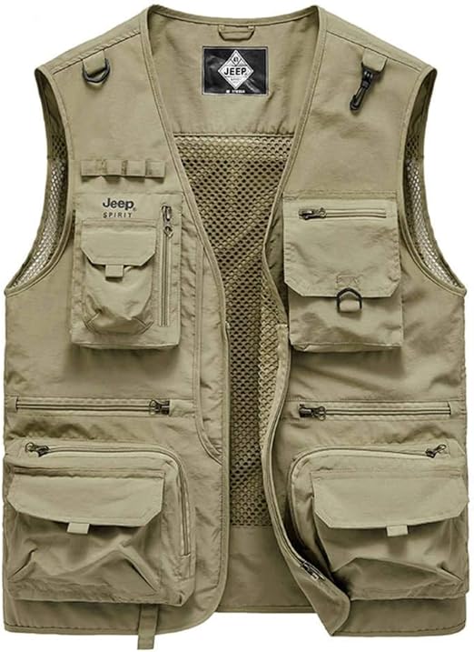 Gonex Gilet de pêche à la mouche pour hommes et femmes, gilet de pêche avec multi-poches, bandes réfléchissantes sûres pour l'équipement de pêche