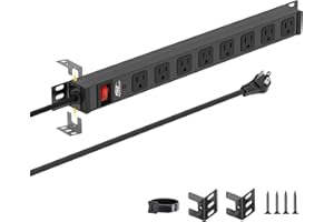 Mountable Long Power Strip, 2100 Joules Heavy Duty Surge Protector Power Strip, Slim Metal Power Bar with 6ft 14AWG Cord, 8-O