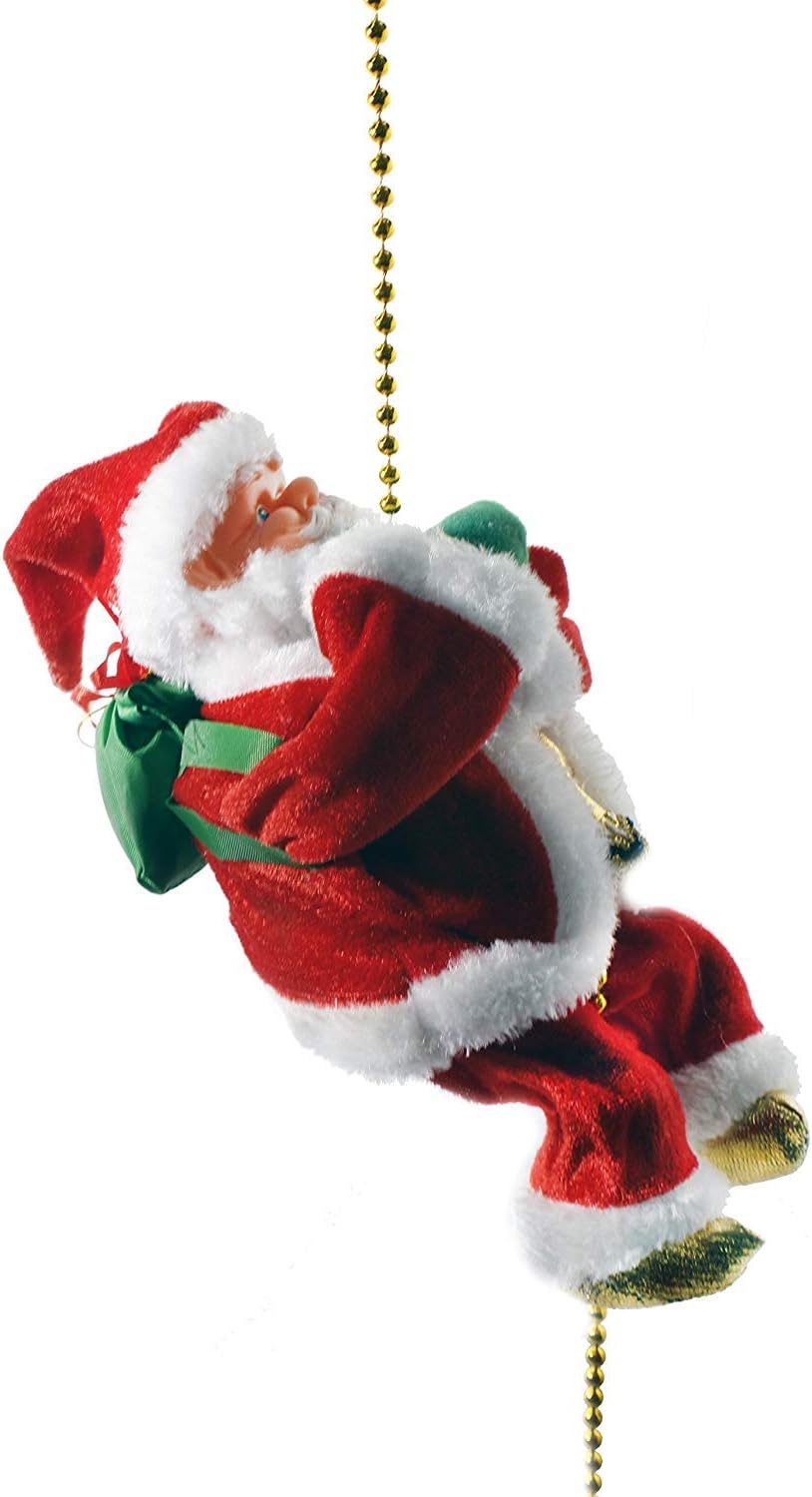 Jiada Santa Claus Toy Santa Rope Climbing Musical Christmas Gift| 9 Inches Climbs Up and Down