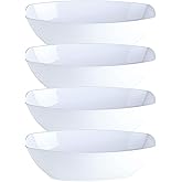 PLASTICPRO Disposable Oval Serving Bowls, Party Snack or Salad Bowl, 72-Ounce, Plastic (4, WHITE BOWLS)