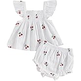 Mubineo Baby Girl Summer Clothes Cute Ruffle Tops Dress Shorts Outfits Set Infant Toddler Shrit Bloomers Princess Outfit