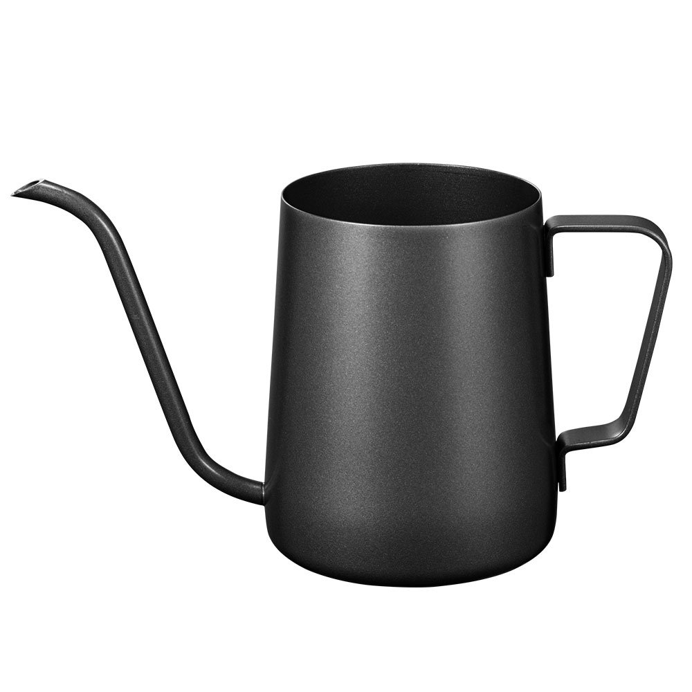 Long Narrow Spout Coffee Pot (12 Oz) Small Fine Stainless Pour Over Drip Coffee Pot Gooseneck Tea Kettle (Black, 350ML)