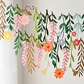 Colorful Wild Flower Garland Floral Banner Garden Party Decorations,Double-Sided Leaf Floral Garland Hanging Flowers for Decoration,Wildflower Party Decorations for Birthday Wedding Baby Shower
