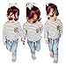 Vogholic Little Girls' Casual Long Sleeve Striped T-Shirt + Jeans 2 Piece Set 6T White