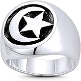Alfred & Vincent Crescent Moon & Star Turkish Emblem Islam & Muslim Religious Symbol Men's Large Signet Ring in Oxidized .925 Sterling Silver