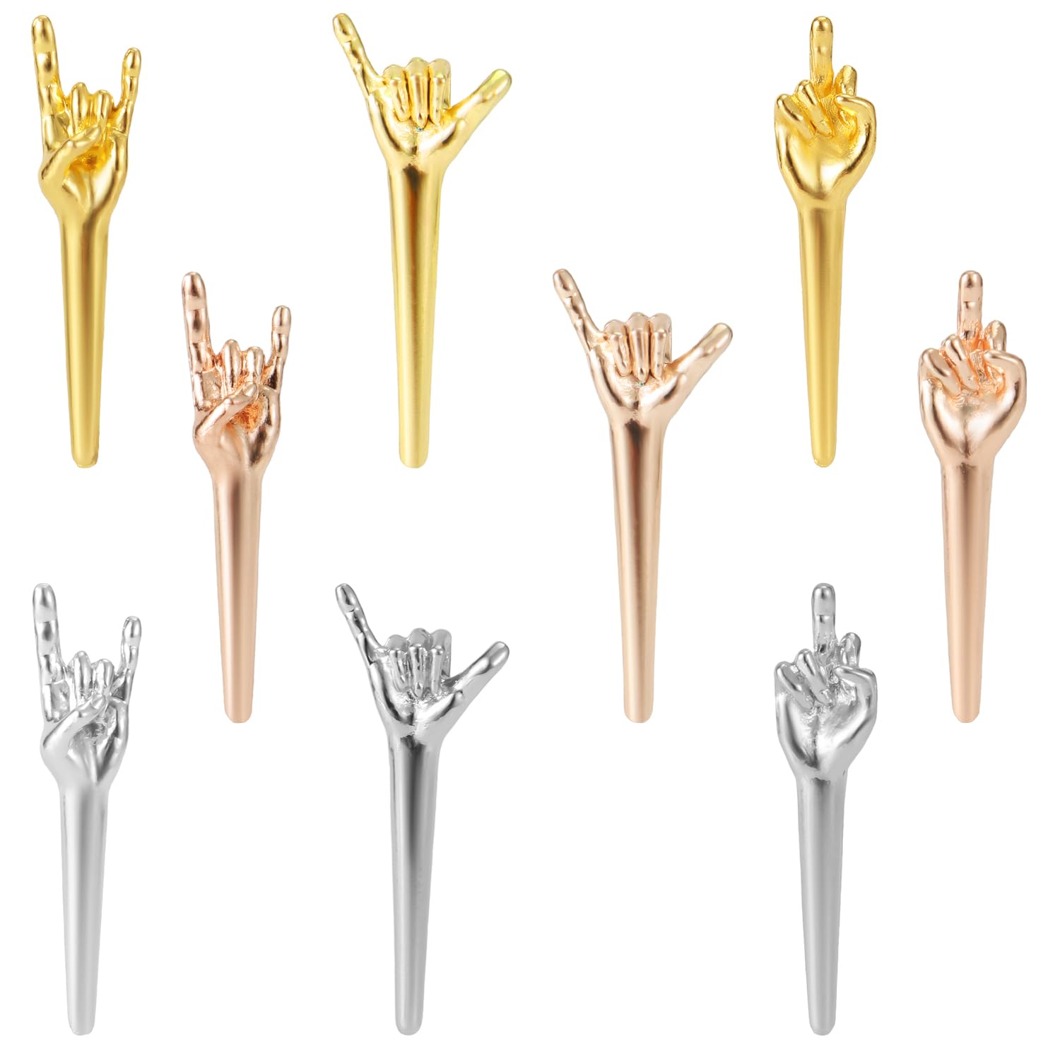 9pcs Cribbage Board Pegs, Metal Funny Finger Gesture Pegs, Game Accessories for Friends and Family (3 Colors)