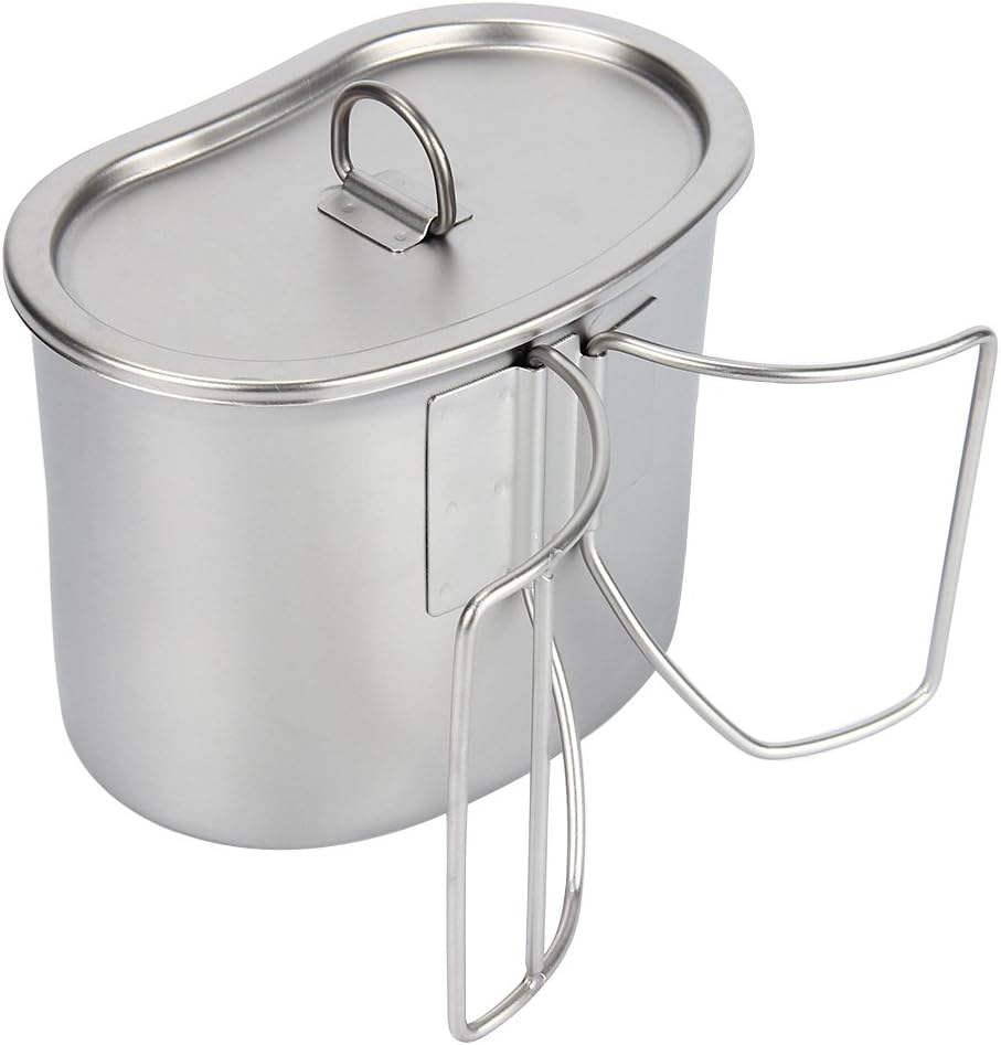 TargetEvo Stainless Steel Military Canteen 1QT Portable with 0.5QT Cup Green Cover Camping Hiking G.I.