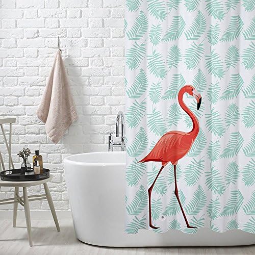 PEVA Tropical Flamingo Bathroom Shower Curtain, Zeafeel Waterproof Mold and Mildew-Resistant Anti-Bacterial clear Bath Curtains liner (60 Inch x 72 Inch)