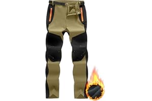 BondiTrekk Mens Snow Ski Pants Fleece Lined Hiking Pants Water Resistant Winter Cargo Pants for Camping Fishing Outdoor