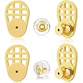 Big Earring Backs Replacements for Droopy Ears, 4 PCS Sturdy Earrings Lifter and 2 PCS Silicone Earring Backs for Studs Heavy Earrings, Gold