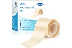 BETNEP Hydrocolloid Roll for Wound Care,Extra Large Hydrocolloid Patch Bandages with Self-Adhesive,Ultra Absorbent Flexible Wound Cover,Waterproof & Easy to Cut Size/Shape,First Aid Kit Essential (2IN*5FT)