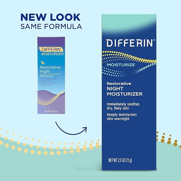 DIFFERIN NIGHT CREAM WITH HYALURONIC ACID, RESTORATIVE NIGHT MOISTURIZER BY THE MAKERS OF DIFFERIN GEL, GENTLE SKIN CARE FOR ACNE PRONE SENSITIVE SKIN, 2.5 OZ (PACKAGING MAY VARY)