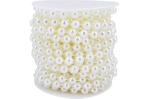 INSPIRELLE 8MM Ivory Faux Pearl Beads 10M Garland Pearl Bead Roll Strand for Wedding Party Decoration