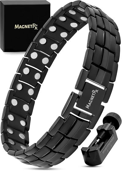 MagnetRX Ultra Strength Magnetic Bracelet Black 48 Neodymium Magnets 316L