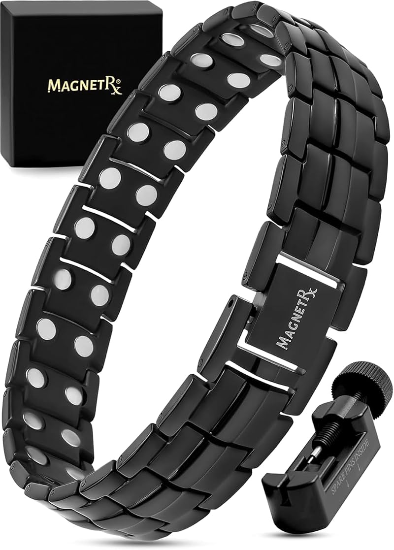 MagnetRX Ultra Strength Magnetic Bracelet Black 48 Neodymium Magnets 316L