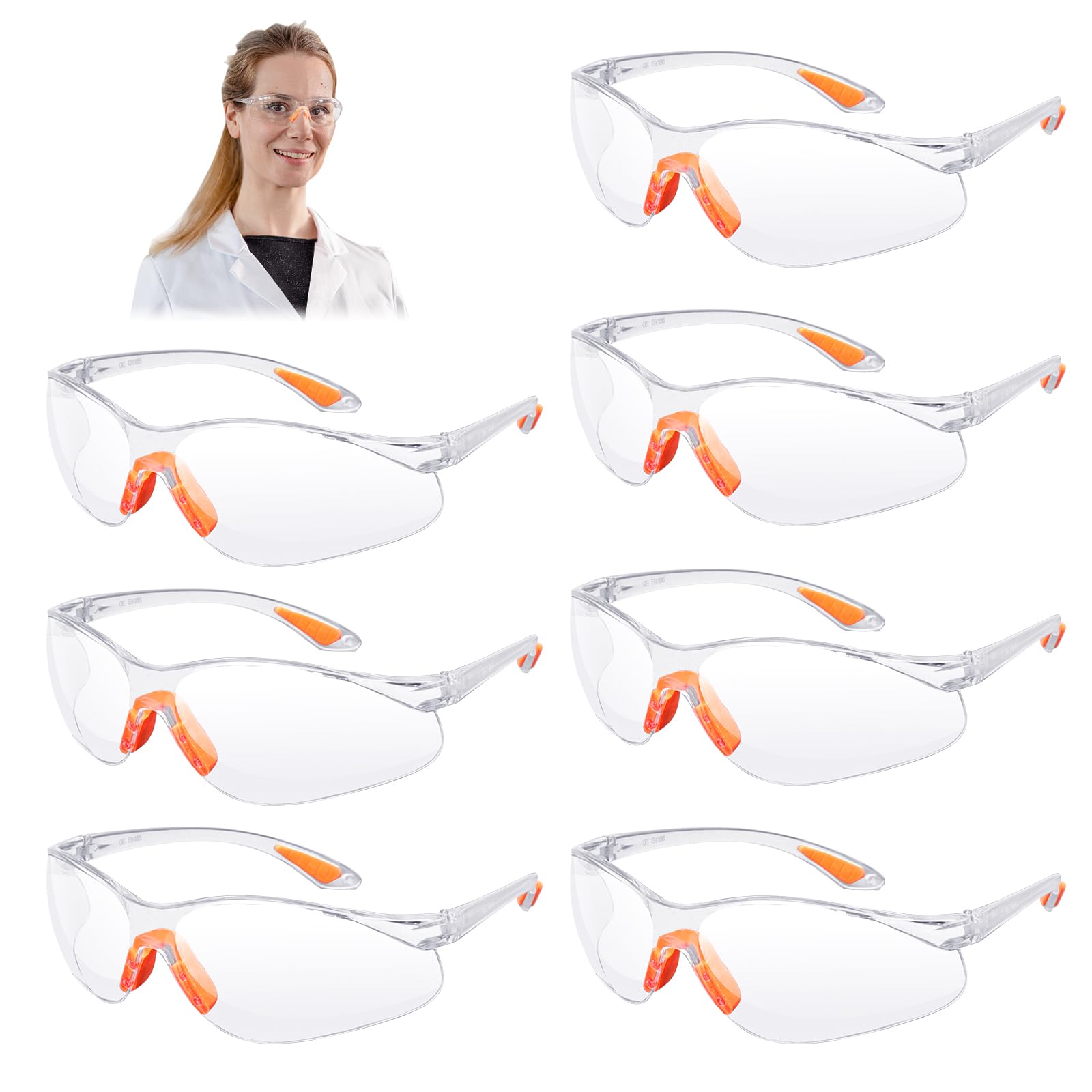 Kigniote Safety Glasses for Work, 8PCS Goggles Safety Glasses Clear Protective Glasses Safety Goggles Dustproof Lab Safety Glasses Eye Protection Glasses Scratchproof Work Glasses for Kids Adult