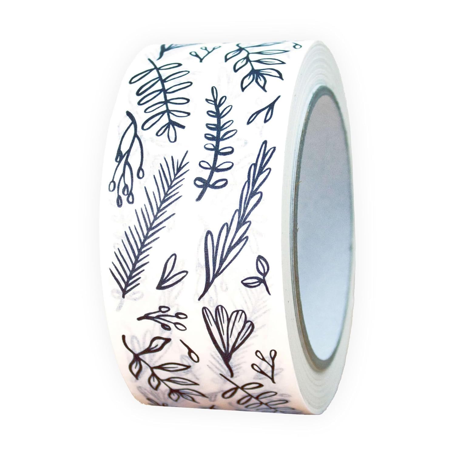 INKKIN Recyclable, Patterned Paper Packing Tape | Botanical Floral | 50mm (Black/White)