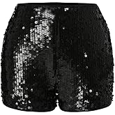Floerns Women's Y2k Contrast Sequin Micro Shorts Sparkly Skinny Night Out Hot Pants