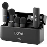 BOYA BY-V4U Wireless Lavalier Microphone for iPhone 15/16/17 &amp; Type C, 4-Channel Lapel Mic with Charging Case, Plug &amp; Play, Noise Cancelling, 18H Playback, for Video Content Creator
