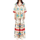 Ronny Kobo Women's Floral Wide Leg Drawcord Boyer Pant