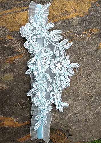 Wedding garters for bride and bridesmaid bridal garter lace (Blue)