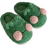 QSKPC Women's fuzzy memory foam slippers Women's cute animal slippers Indoor and outdoor plush slippers Bedroom slippers Home shoes