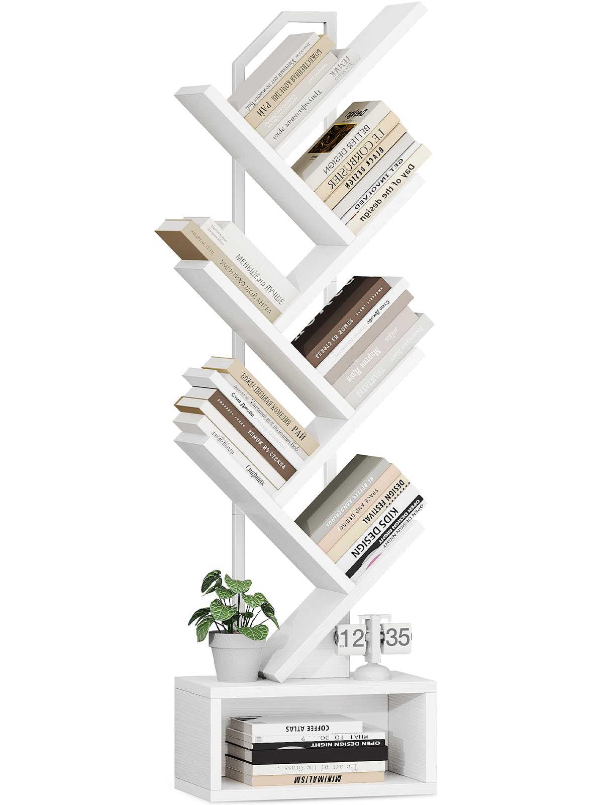 Casaottima 6-Tier Tree Bookshelf for Corner & Small