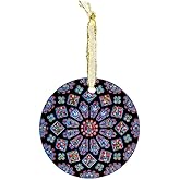 Chartres Cathedral Stained Glass Ornament - Traditional Catholic & Christian Christmas Decor, Religious Decorative Hanging Ornaments for Tree - Nativity, Faith