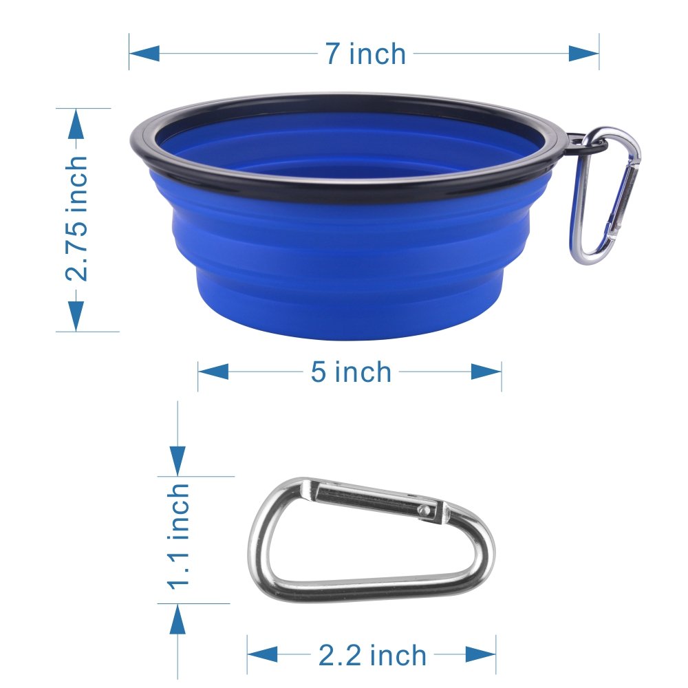 Guardians Collapsible Dog Bowls,Silicone Portable Foldable Water Bowls with Carabiner Clip for Travel (34oz-Blue&Red)