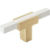 Amerock BP67BGLWHT | Kitchen Cabinet Door or Drawer Knob | Brushed Gold/White | 2-3/4 (70 mm) Length | Urbanite | 1 Pack | Furniture Hardware | Bathroom Cabinet Hardware